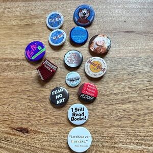 Lot of 14 Pin Back Pins Assorted Subjects
